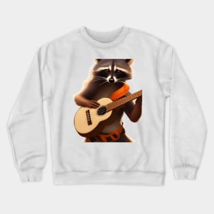 Raccoon wielding ukulele Crewneck Sweatshirt